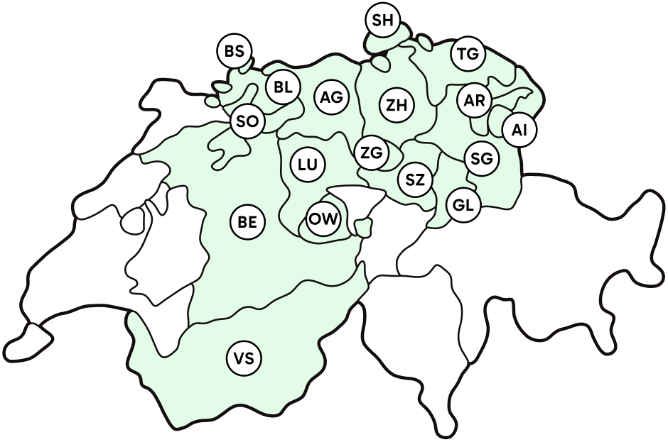 Illustration carte de la Suisse avec les cantons