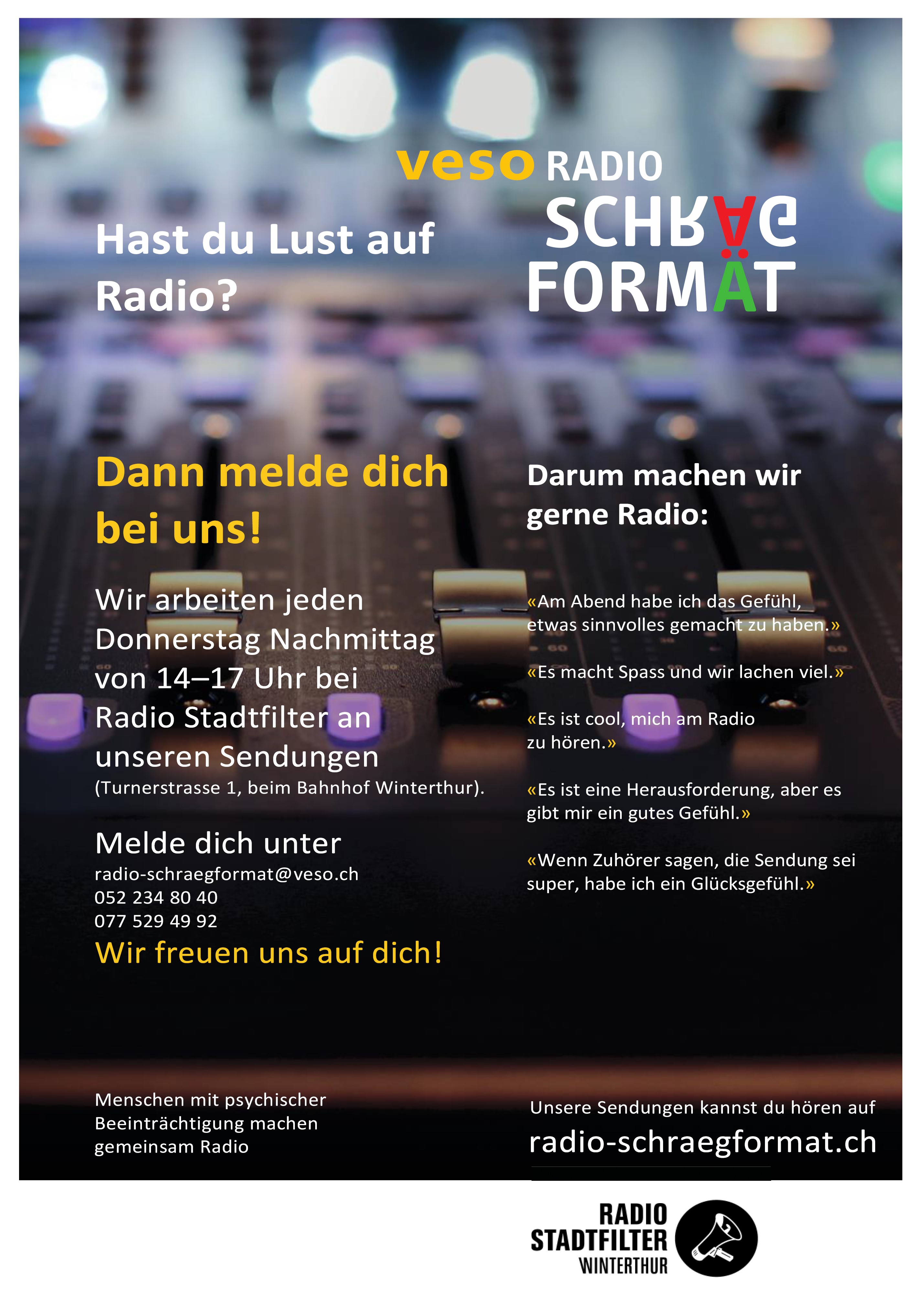 Inserat Redaktorin/Redaktor, VESO Radio Schrägformat
